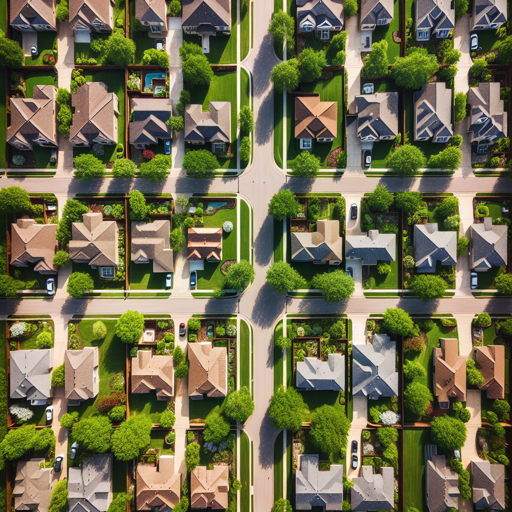 Aerial view of single-family suburban neighborhood